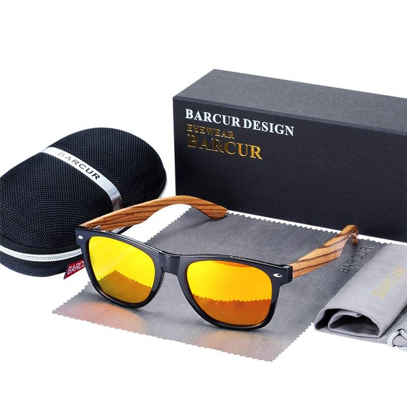 Lunettes de soleil en bois de zèbre polarisées pour hommes avec étui Orange EVABox Polarized