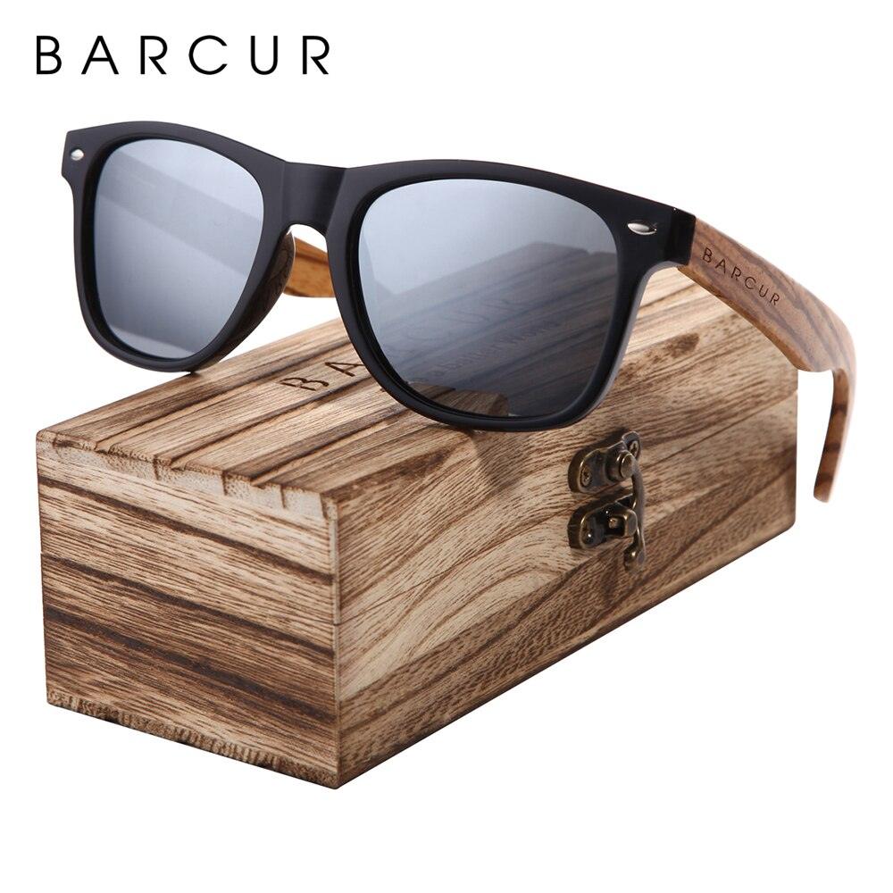 Lunettes de soleil en bois de zèbre polarisées pour hommes avec étui