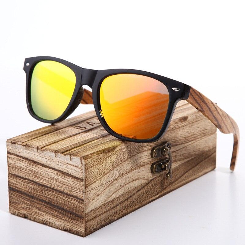 Lunettes de soleil en bois de zèbre polarisées pour hommes avec étui Orange WoodBox Polarized