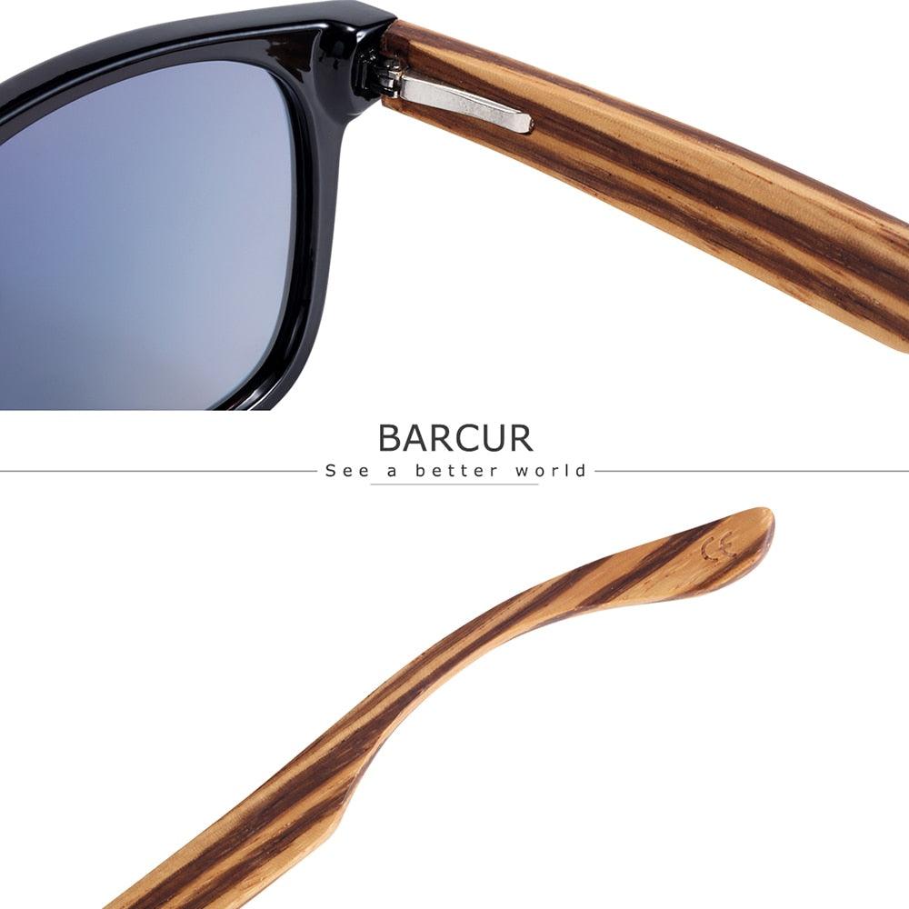Lunettes de soleil en bois de zèbre polarisées pour hommes avec étui