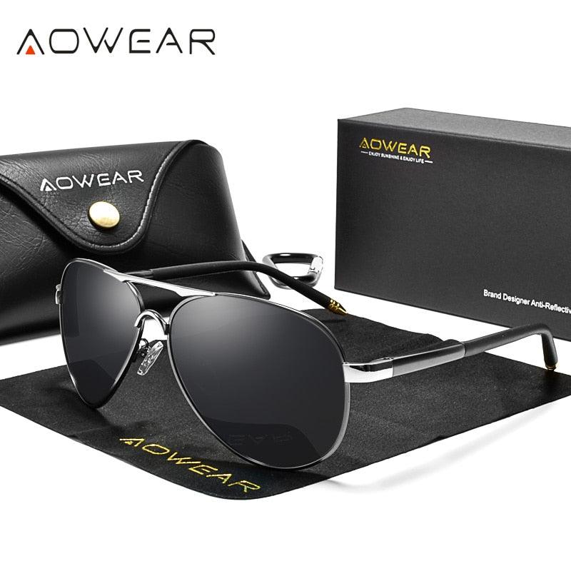 Lunettes de soleil polarisées pour homme - AOWEAR Grey Black AOWEAR