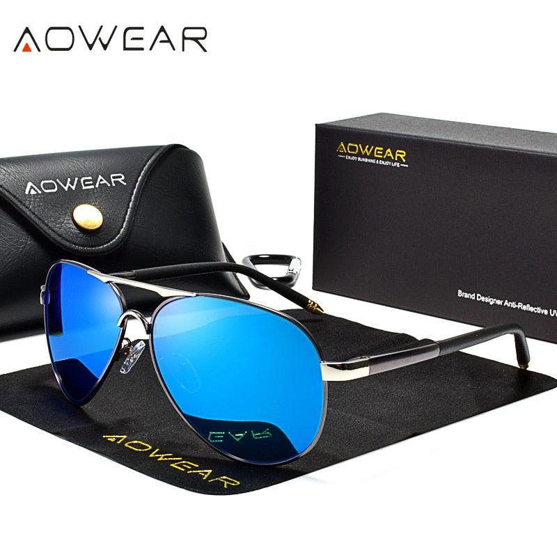 Lunettes de soleil polarisées pour homme - AOWEAR 8503 Silver Blue AOWEAR