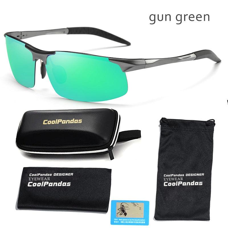 Lunettes de soleil polarisées pour homme en aluminium-magnésium gun green