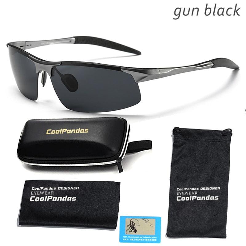 Lunettes de soleil polarisées pour homme en aluminium-magnésium gun black