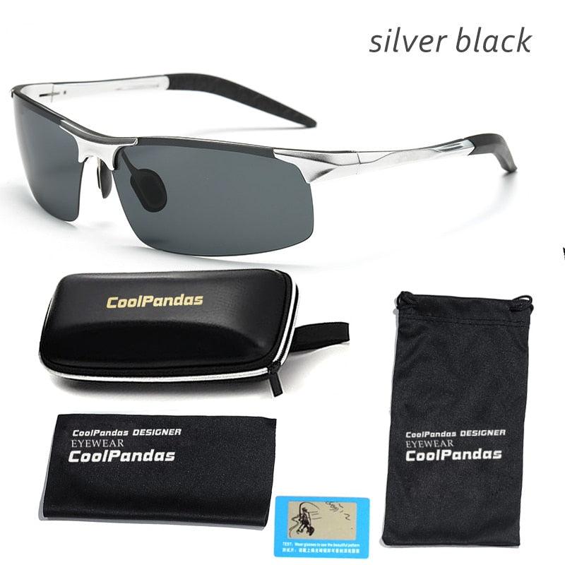 Lunettes de soleil polarisées pour homme en aluminium-magnésium silver black