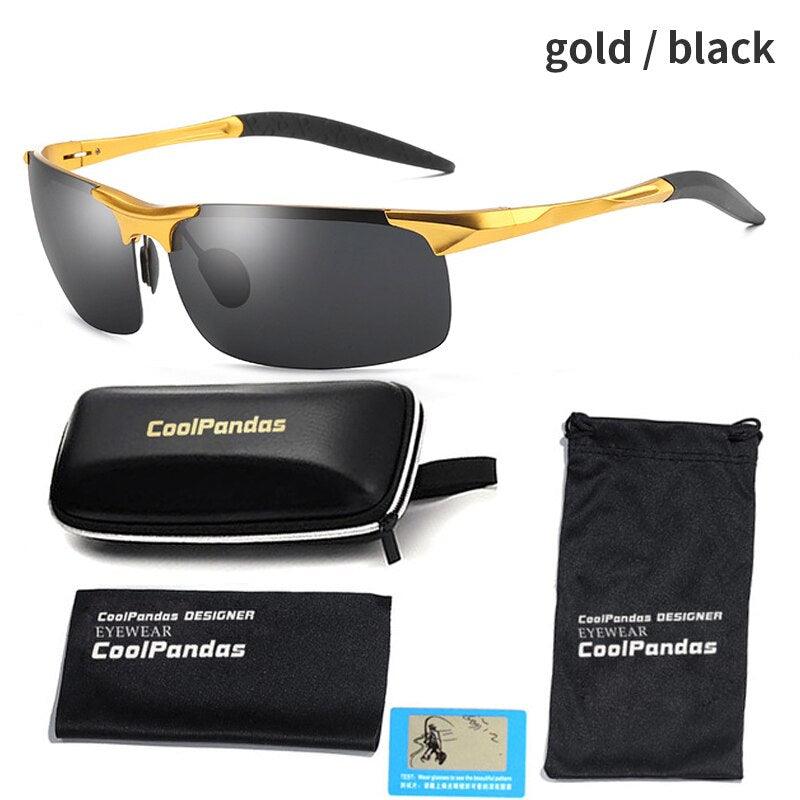 Lunettes de soleil polarisées pour homme en aluminium-magnésium gold black