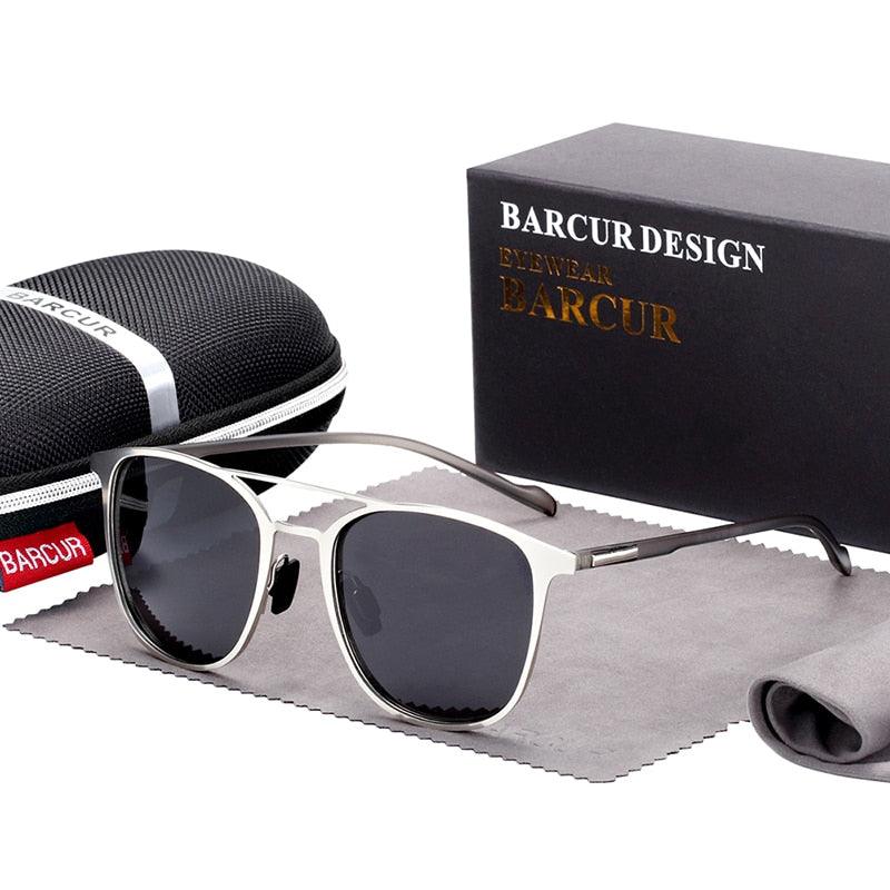 Lunettes de soleil polarisées rondes BARCUR pour homme et femme Silver Gray BARCUR