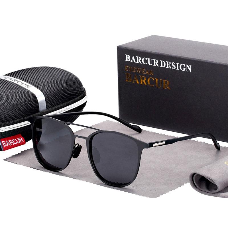 Lunettes de soleil polarisées rondes BARCUR pour homme et femme Black Gray BARCUR