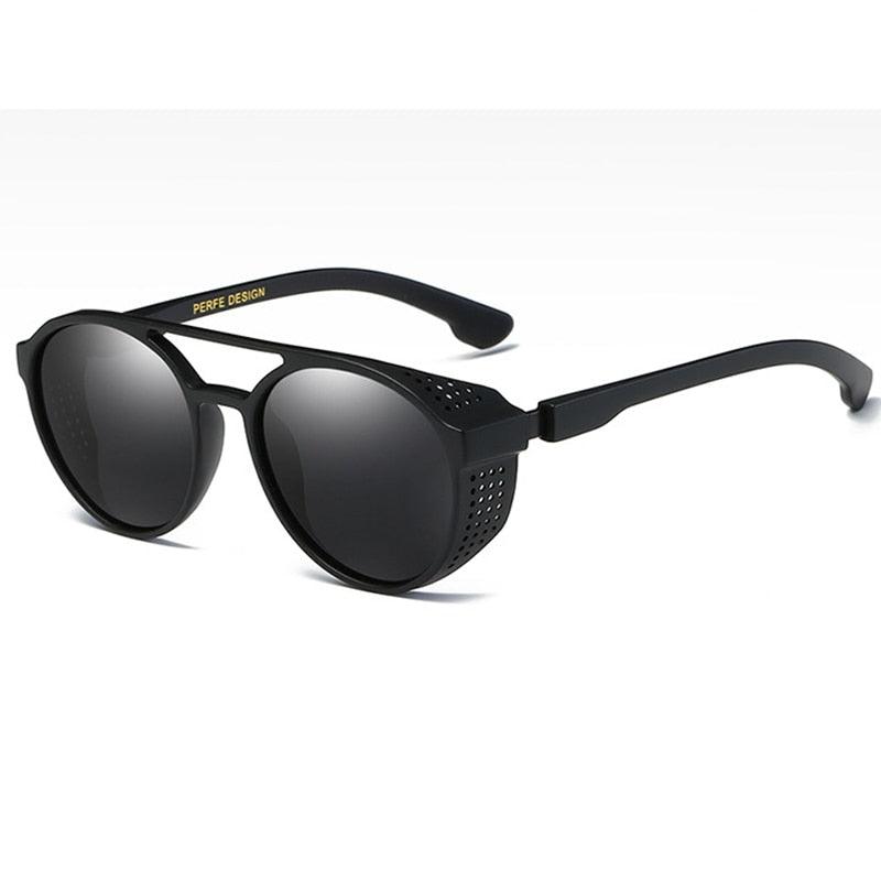 Lunettes de soleil, polarisées, rondes, rétro, Eyecrafters Matte Black Black