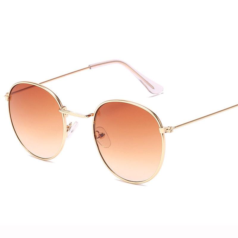 Lunettes de soleil rondes rétro GoldDoubleTea Free Bag and Cloth