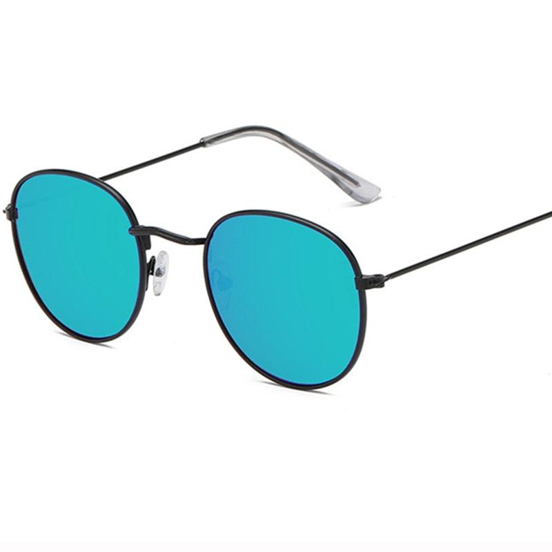 Lunettes de soleil rondes rétro BlackGreen Free Bag and Cloth