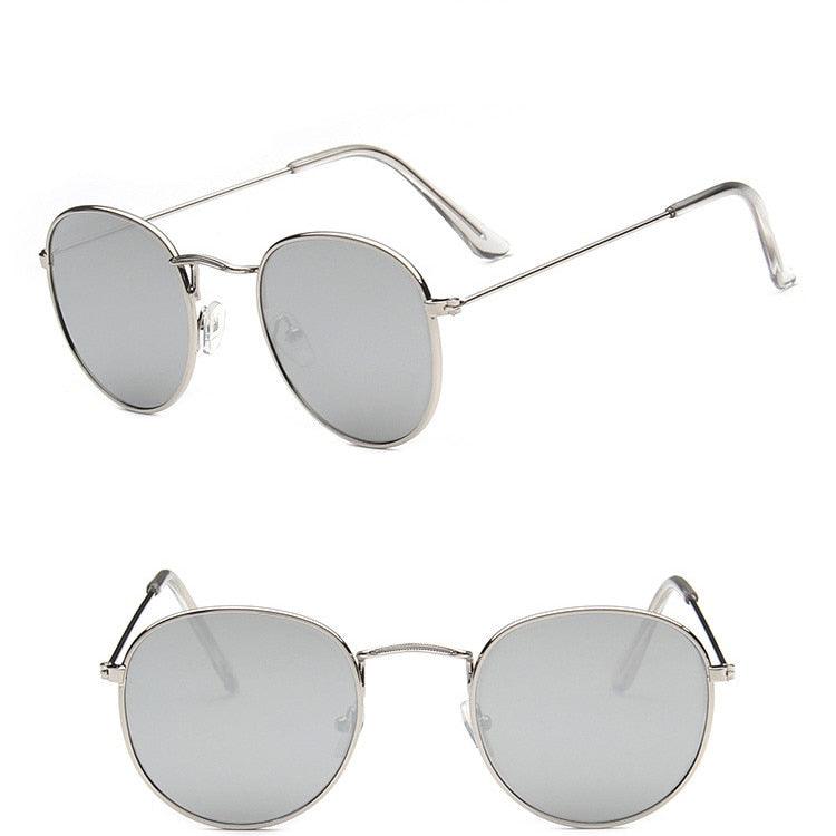Lunettes de soleil rondes rétro SilverSilver Free Bag and Cloth