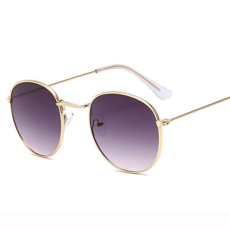Lunettes de soleil rondes rétro GoldDoubleGray Free Bag and Cloth