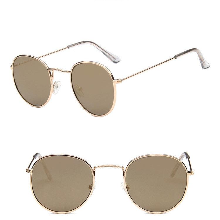 Lunettes de soleil rondes rétro GoldGold Free Bag and Cloth
