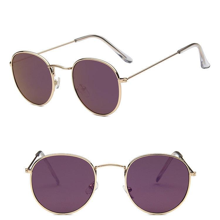 Lunettes de soleil rondes rétro GoldPurple Free Bag and Cloth
