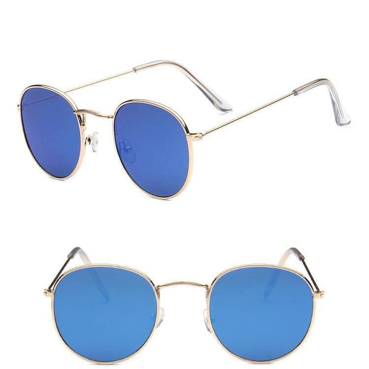 Lunettes de soleil rondes rétro GoldBlue Free Bag and Cloth