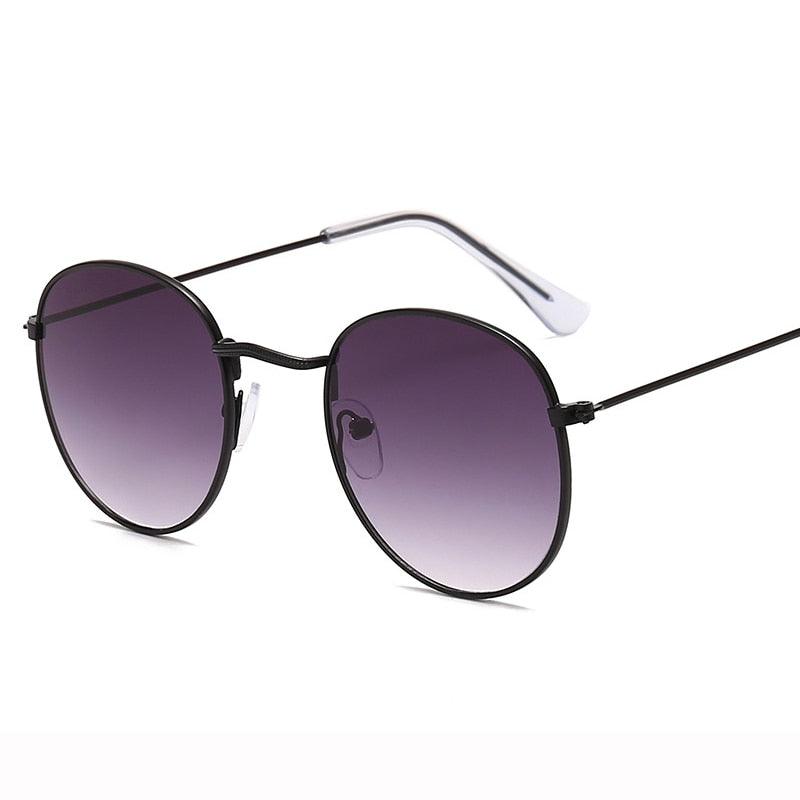 Lunettes de soleil rondes rétro BlackDoubleGray Free Bag and Cloth