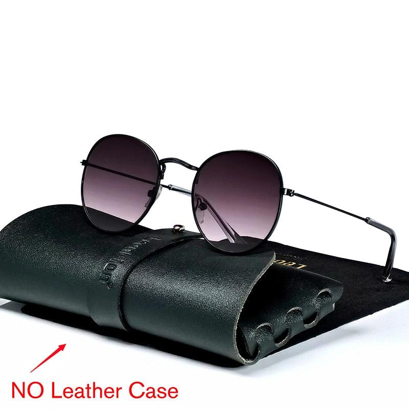 Lunettes rondes rétro pour hommes et femmes BlackDoubleGray Free Bag and Cloth