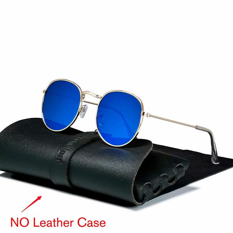 Lunettes rondes rétro pour hommes et femmes GoldBlue Free Bag and Cloth