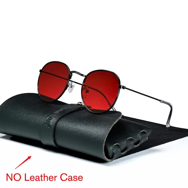 Lunettes rondes rétro pour hommes et femmes BlackRed Free Bag and Cloth