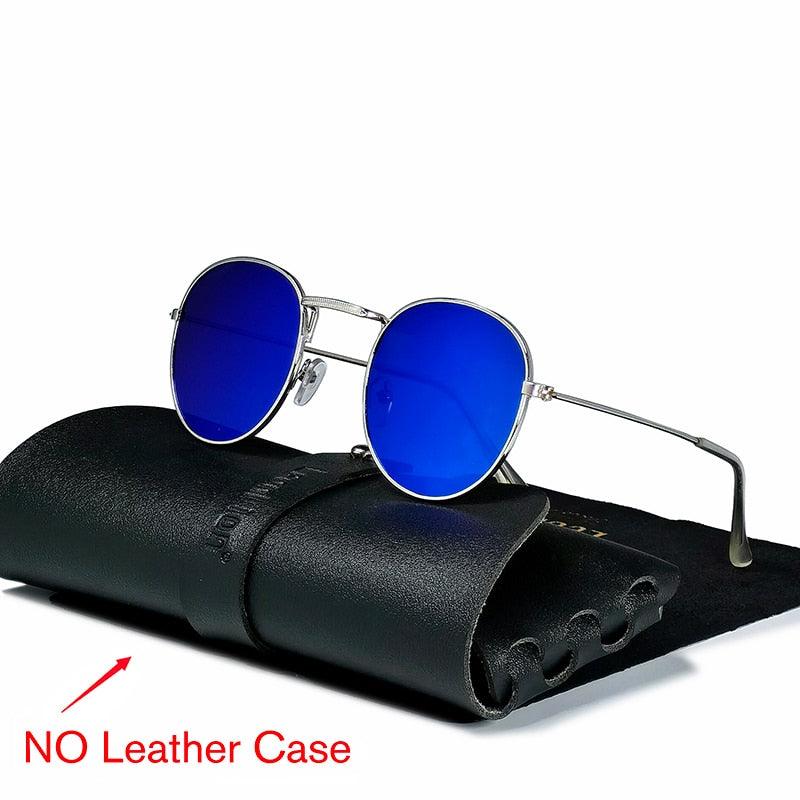 Lunettes rondes rétro pour hommes et femmes SilverBlue Free Bag and Cloth