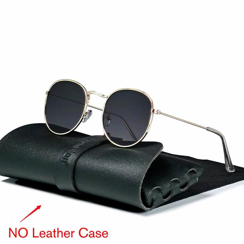 Lunettes rondes rétro pour hommes et femmes GoldGray Free Bag and Cloth