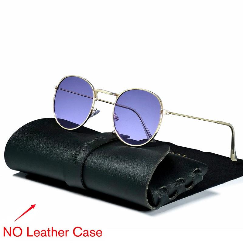 Lunettes rondes rétro pour hommes et femmes GoldOceanPurple Free Bag and Cloth
