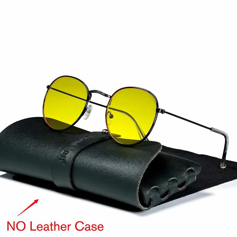 Lunettes rondes rétro pour hommes et femmes BlackYellow Free Bag and Cloth