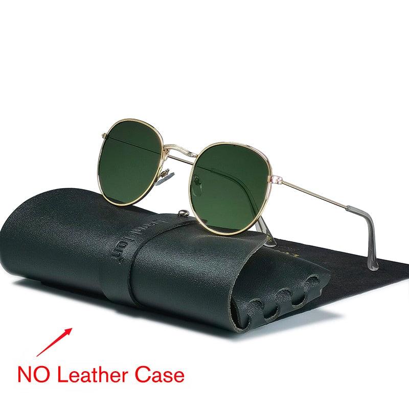 Lunettes rondes rétro pour hommes et femmes GoldDeepGreen Free Bag and Cloth