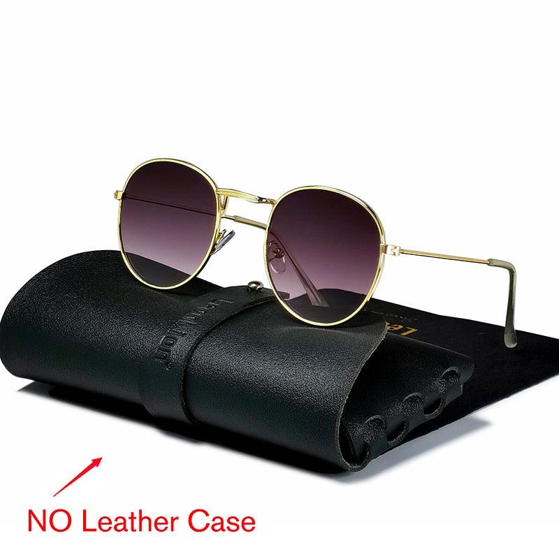 Lunettes rondes rétro pour hommes et femmes GoldDoubleGray Free Bag and Cloth