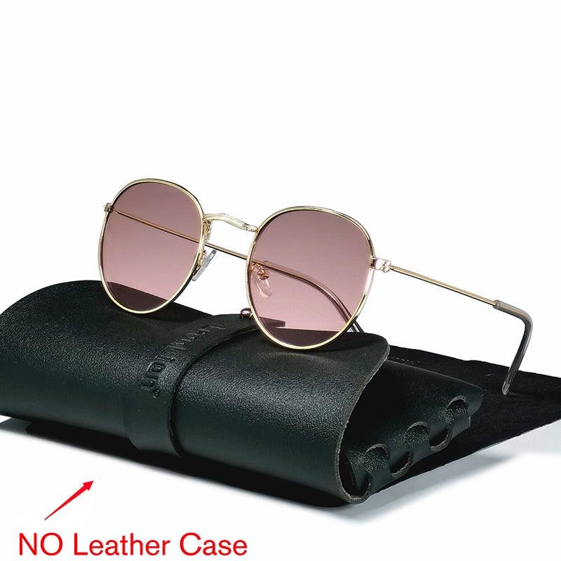 Lunettes rondes rétro pour hommes et femmes GoldOceanPink Free Bag and Cloth