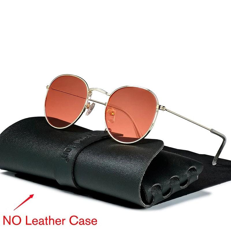 Lunettes rondes rétro pour hommes et femmes GoldOceanRed Free Bag and Cloth