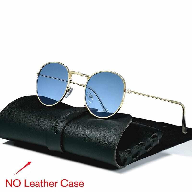 Lunettes rondes rétro pour hommes et femmes GoldOceanBlue Free Bag and Cloth