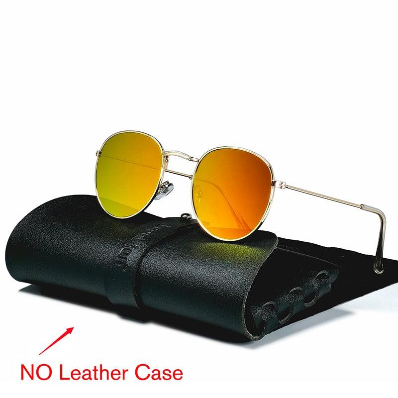 Lunettes rondes rétro pour hommes et femmes GoldRed Free Bag and Cloth
