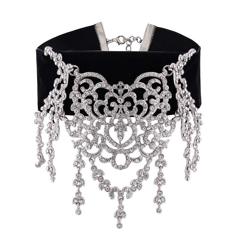 Luxury Rhinestone Choker - Collier Femme - AOMshop silver color