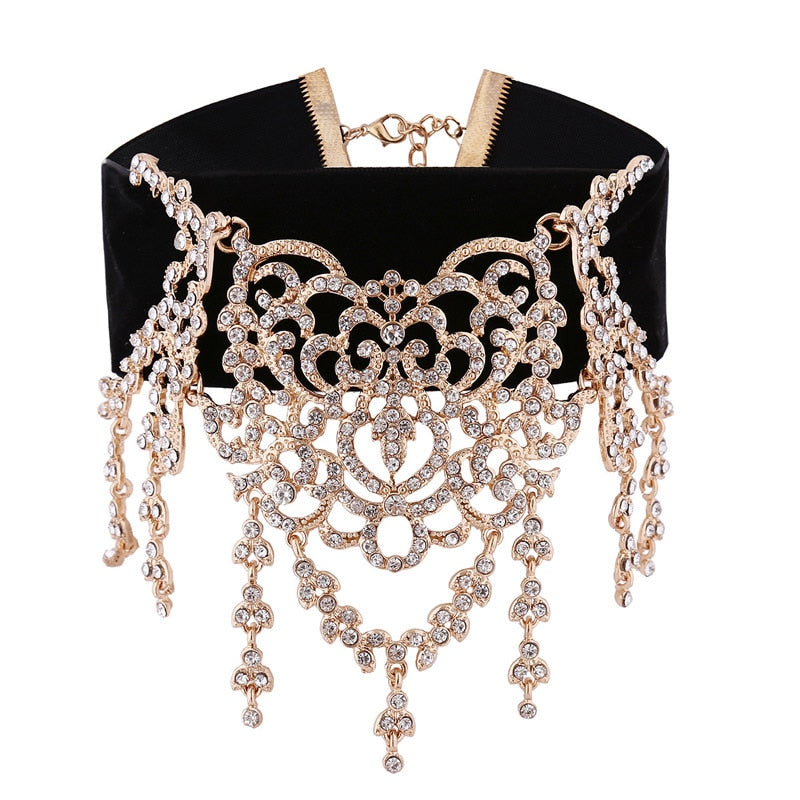 Luxury Rhinestone Choker - Collier Femme - AOMshop gold color