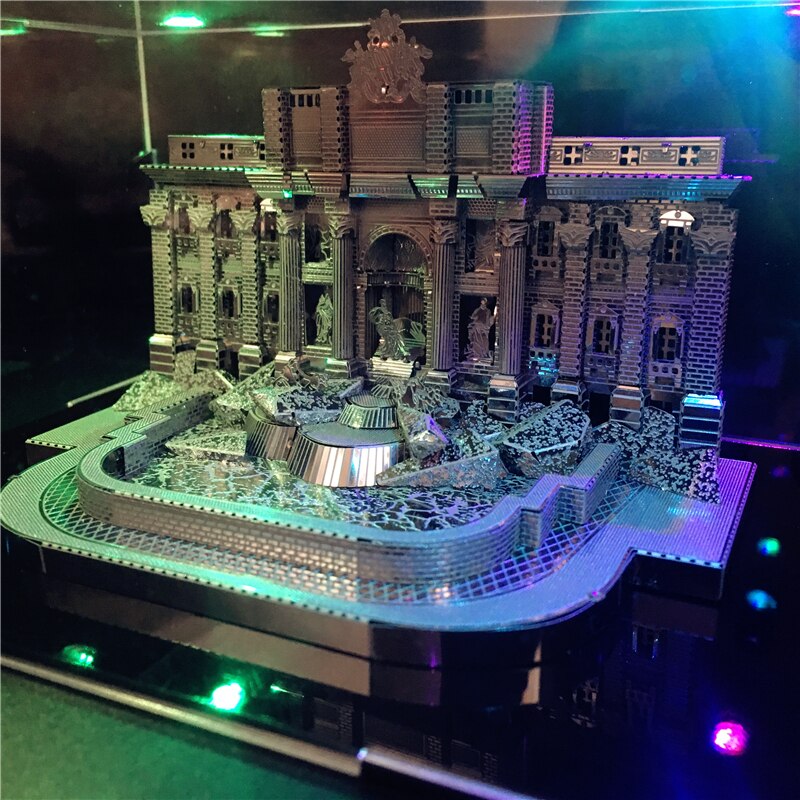 MMZ MODEL Piececool 3D Metal Puzzle TengWang Pavilion Assembly Metal Model kit DIY 3D Laser Cut Model puzzle Toys Gift for Adult E with led light