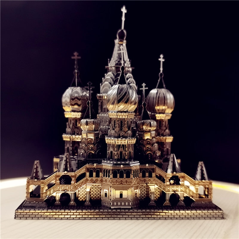 MMZ MODEL Piececool 3D Metal Puzzle TengWang Pavilion Assembly Metal Model kit DIY 3D Laser Cut Model puzzle Toys Gift for Adult J with led light
