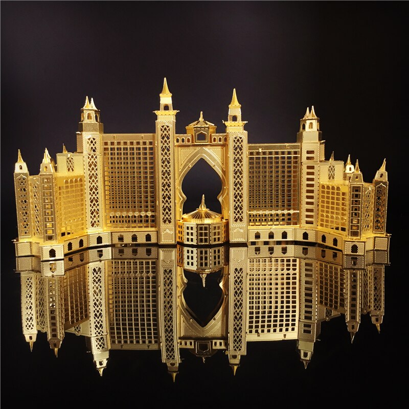 MMZ MODEL Piececool 3D Metal Puzzle TengWang Pavilion Assembly Metal Model kit DIY 3D Laser Cut Model puzzle Toys Gift for Adult D with led light