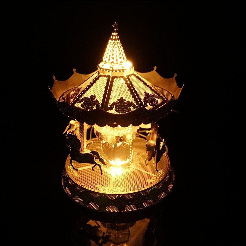 MMZ MODEL Piececool 3D Metal Puzzle TengWang Pavilion Assembly Metal Model kit DIY 3D Laser Cut Model puzzle Toys Gift for Adult H with led light