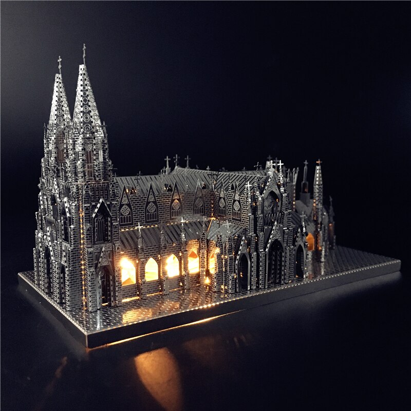 MMZ MODEL Piececool 3D Metal Puzzle TengWang Pavilion Assembly Metal Model kit DIY 3D Laser Cut Model puzzle Toys Gift for Adult F with led light