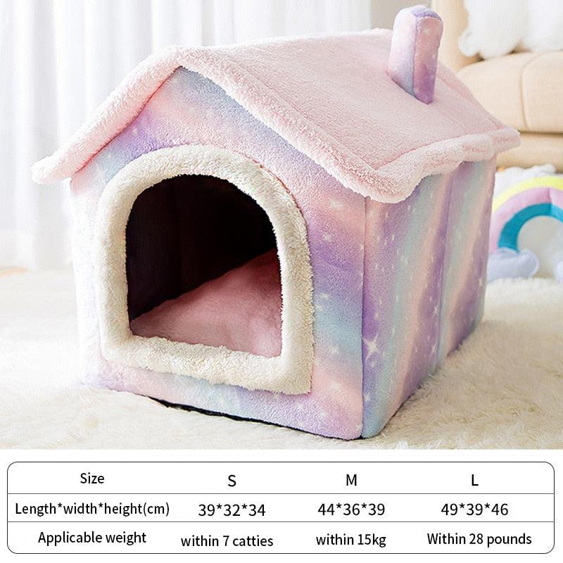 "Maison de lit pliable pour animaux de compagnie - Chien, Chat, Chiot" pink star