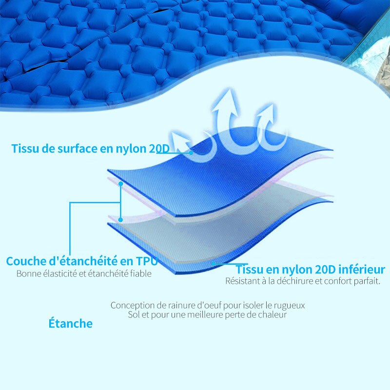 "Matelas gonflable pour camping - Ultra-léger et étanche"