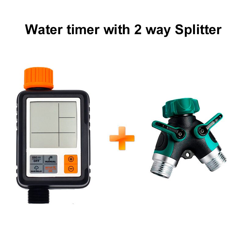 Minuteur d'arrosage automatique avec écran LCD pour jardin with 2 way Splitter