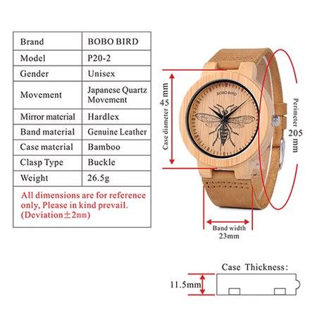 Montre Homme en Bambou avec Cadran Dragonfly P20-2