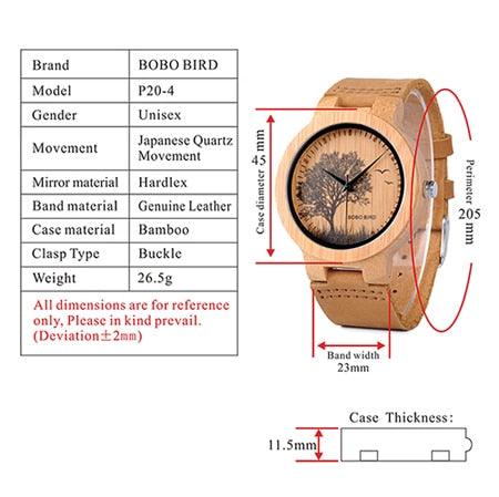 Montre Homme en Bambou avec Cadran Dragonfly P20-4