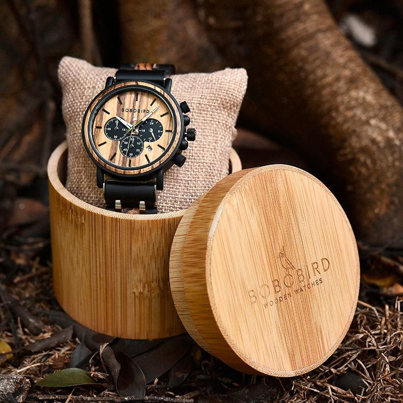Montre en Bois pour Homme, Quartz Chronographe round box China