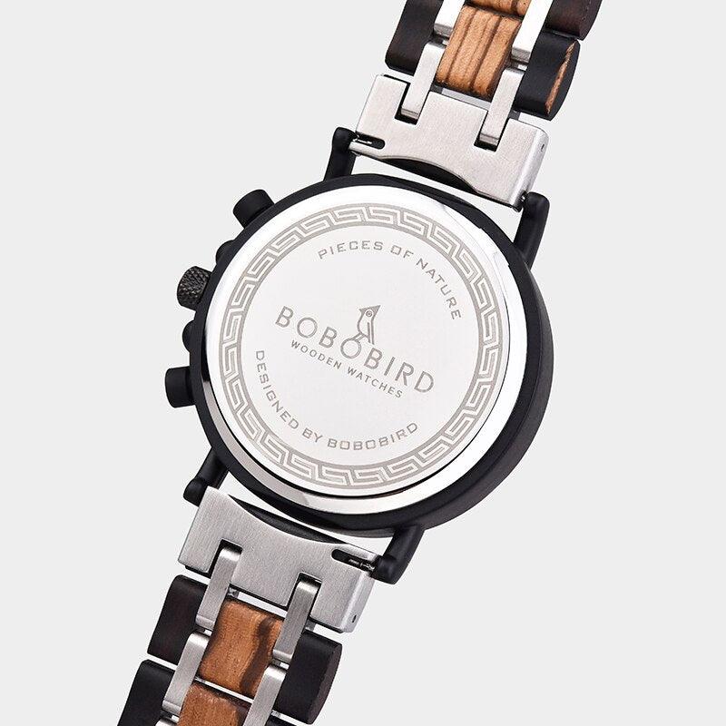 Montre en Bois pour Homme, Quartz Chronographe