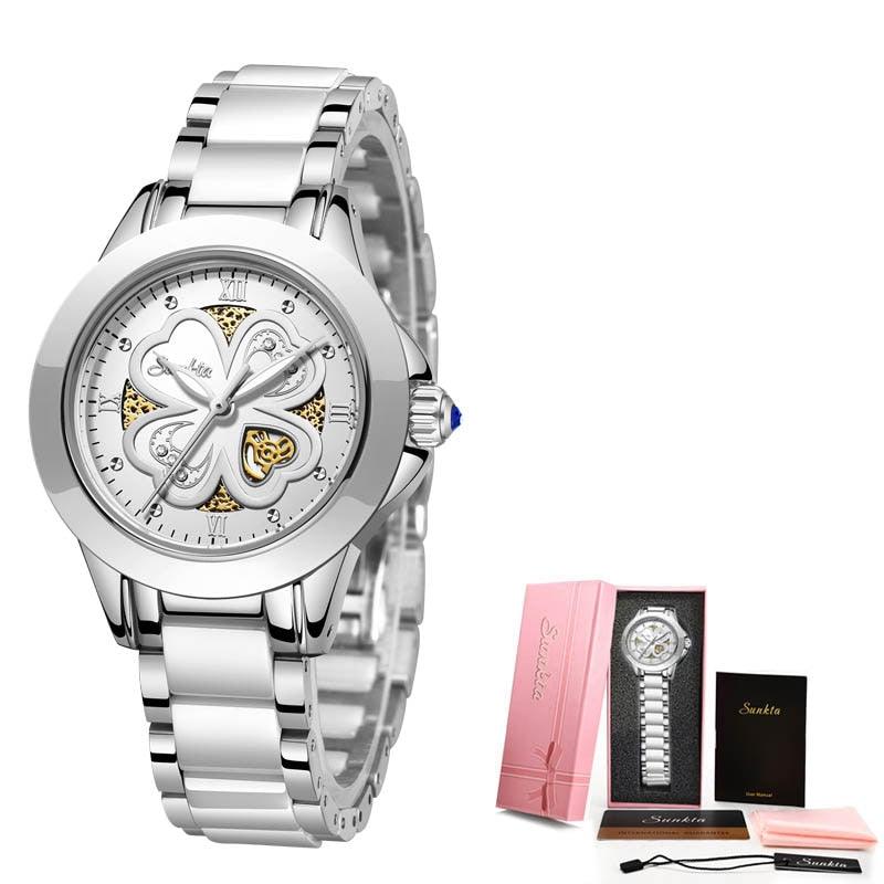 Montre femme étanche or et argent Silver white