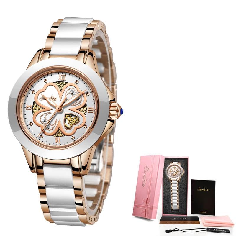 Montre femme étanche or et argent Rose gold white